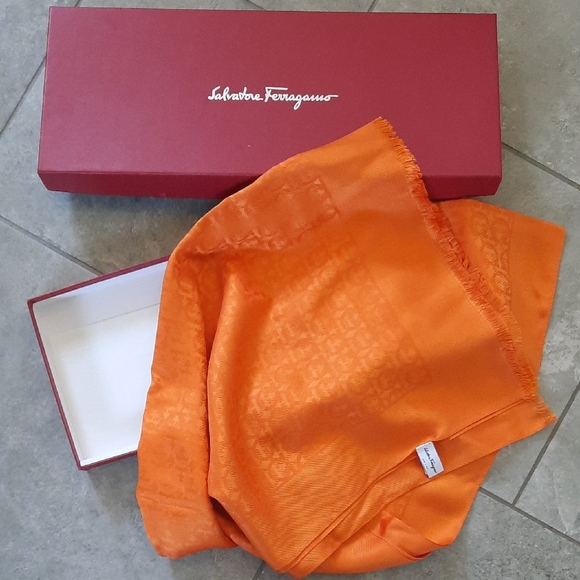 Salvatore Ferragamo Orange Scarves & Wraps for Women for  Salvatore Ferragamo Orange Scarf- New- With Original Box And Tissue Paper.